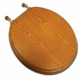 Jones Stephens Decorative Wood Seat, Light Oak Finish, Brass Hinge, Round Closed Front with Cover C1B2R117BR